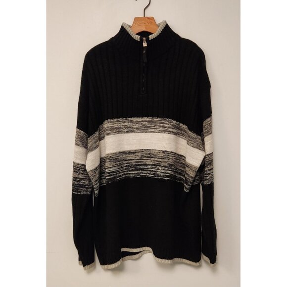 Vintage Southpole Sweater 1/4 Zip Rib Knit Ski Mens XL Black White Gray - Picture 4 of 12